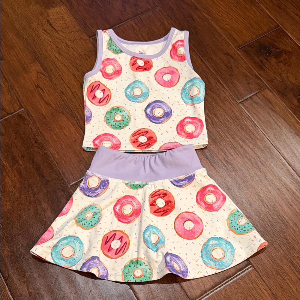 Colorful Donut Print Kids Matching Set